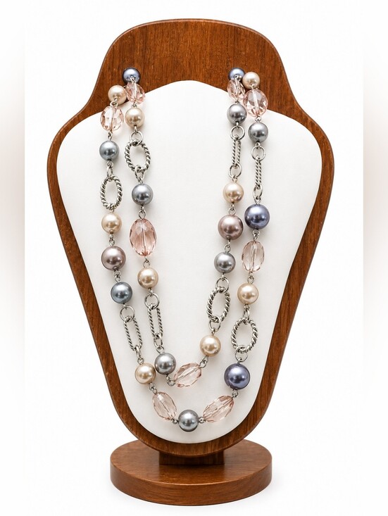 Premiere Designs Jewelry - Premiere Designs Multi-Bead Necklace in Pink and Gray/Silver